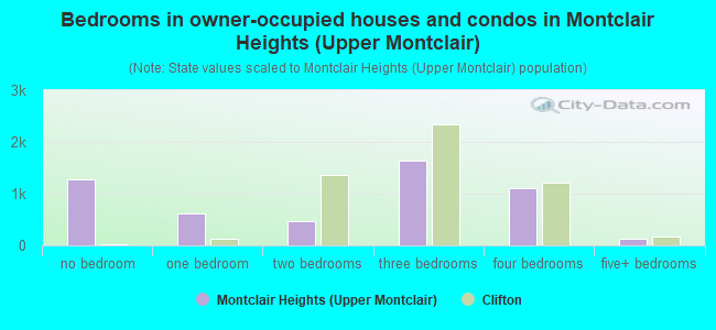 Bedrooms in owner-occupied houses and condos in Montclair Heights (Upper Montclair)