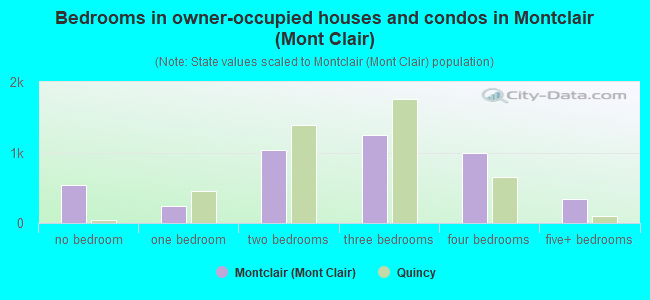 Bedrooms in owner-occupied houses and condos in Montclair (Mont Clair)