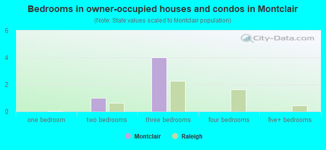 Bedrooms in owner-occupied houses and condos in Montclair