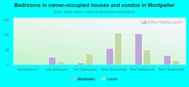 Bedrooms in owner-occupied houses and condos in Montpelier