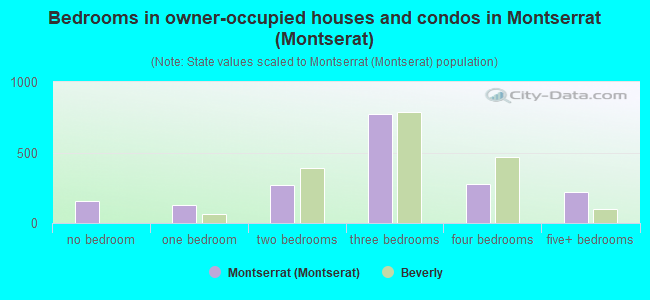 Bedrooms in owner-occupied houses and condos in Montserrat (Montserat)