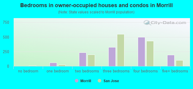 Bedrooms in owner-occupied houses and condos in Morrill
