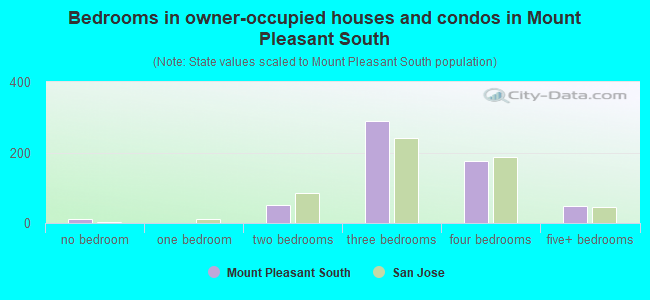 Bedrooms in owner-occupied houses and condos in Mount Pleasant South
