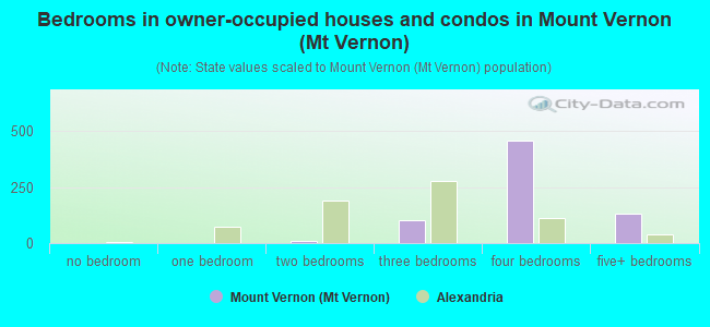 Bedrooms in owner-occupied houses and condos in Mount Vernon (Mt Vernon)