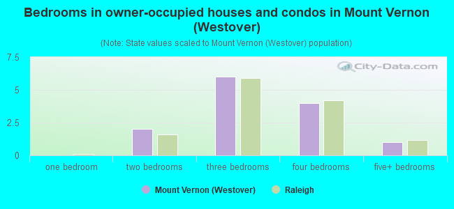 Bedrooms in owner-occupied houses and condos in Mount Vernon (Westover)