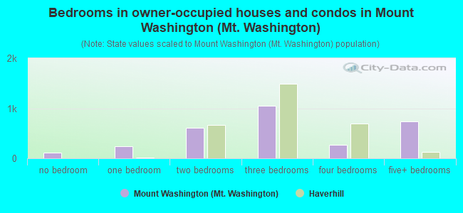 Bedrooms in owner-occupied houses and condos in Mount Washington (Mt. Washington)