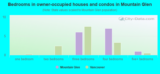 Bedrooms in owner-occupied houses and condos in Mountain Glen