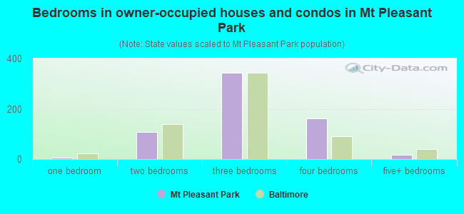 Bedrooms in owner-occupied houses and condos in Mt Pleasant Park