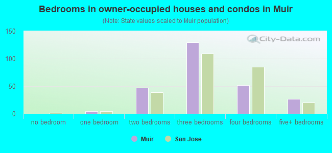 Bedrooms in owner-occupied houses and condos in Muir