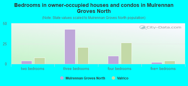 Bedrooms in owner-occupied houses and condos in Mulrennan Groves North
