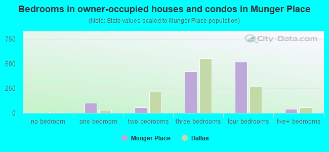 Bedrooms in owner-occupied houses and condos in Munger Place