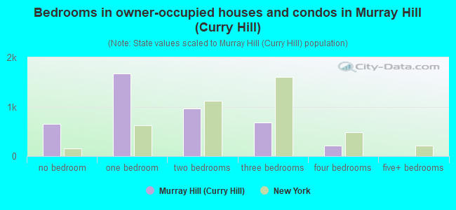 Bedrooms in owner-occupied houses and condos in Murray Hill (Curry Hill)