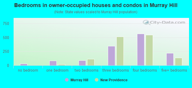 Bedrooms in owner-occupied houses and condos in Murray Hill