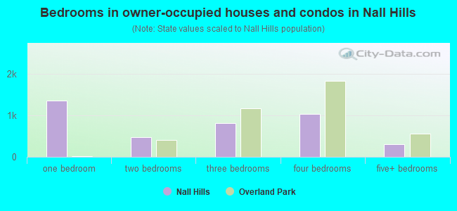 Bedrooms in owner-occupied houses and condos in Nall Hills