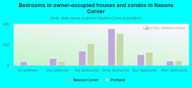Bedrooms in owner-occupied houses and condos in Nasons Corner
