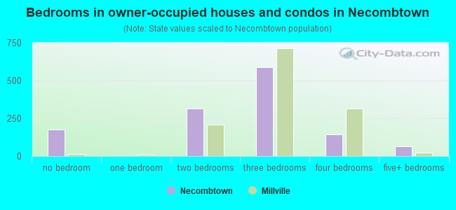 Bedrooms in owner-occupied houses and condos in Necombtown
