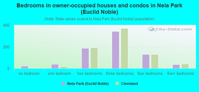Bedrooms in owner-occupied houses and condos in Nela Park (Euclid Noble)