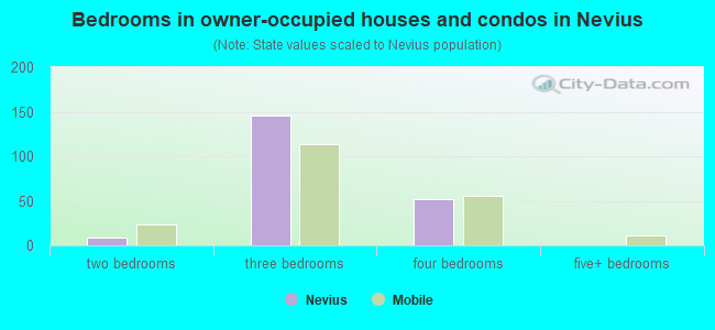 Bedrooms in owner-occupied houses and condos in Nevius