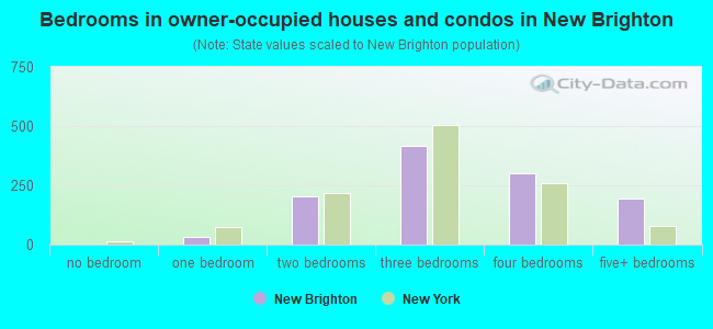 Bedrooms in owner-occupied houses and condos in New Brighton