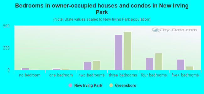 Bedrooms in owner-occupied houses and condos in New Irving Park
