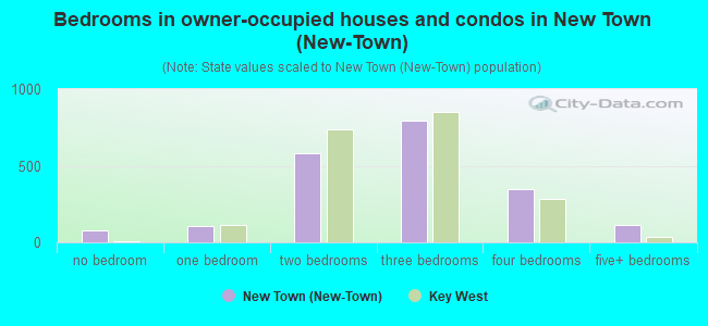 Bedrooms in owner-occupied houses and condos in New Town (New-Town)