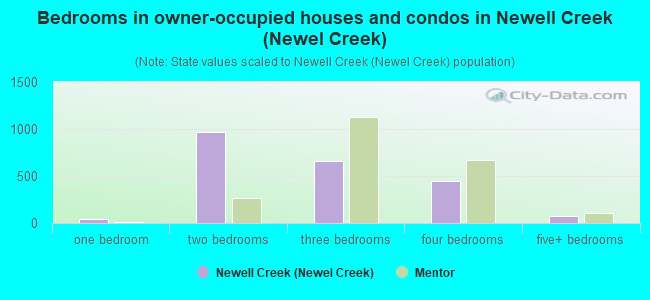 Bedrooms in owner-occupied houses and condos in Newell Creek (Newel Creek)