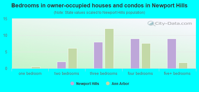 Bedrooms in owner-occupied houses and condos in Newport Hills