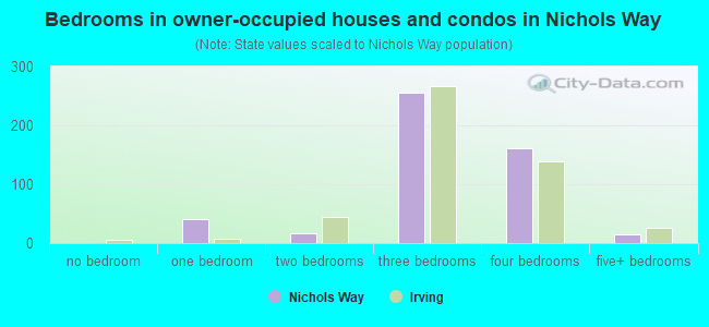 Bedrooms in owner-occupied houses and condos in Nichols Way