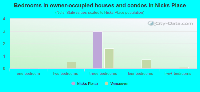 Bedrooms in owner-occupied houses and condos in Nicks Place