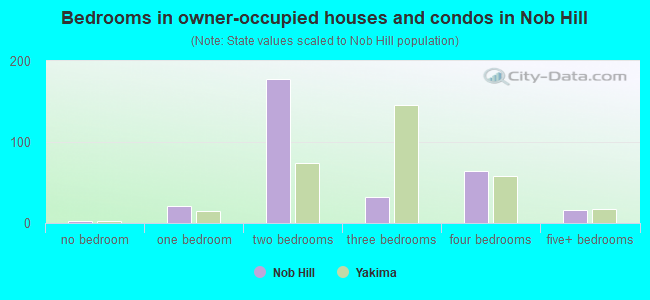 Bedrooms in owner-occupied houses and condos in Nob Hill