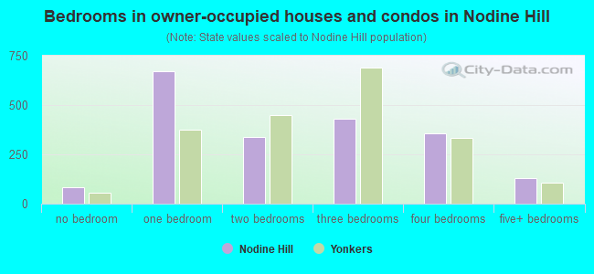 Bedrooms in owner-occupied houses and condos in Nodine Hill
