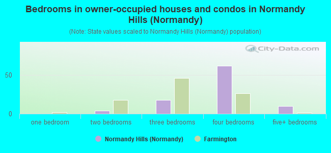 Bedrooms in owner-occupied houses and condos in Normandy Hills (Normandy)