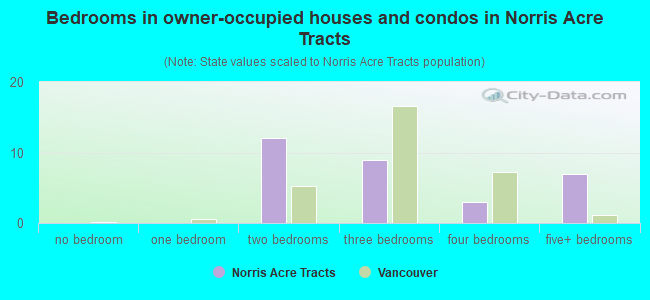 Bedrooms in owner-occupied houses and condos in Norris Acre Tracts