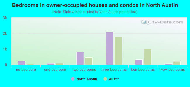 Bedrooms in owner-occupied houses and condos in North Austin