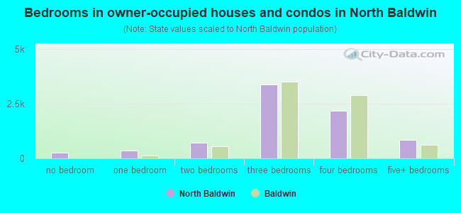 Bedrooms in owner-occupied houses and condos in North Baldwin