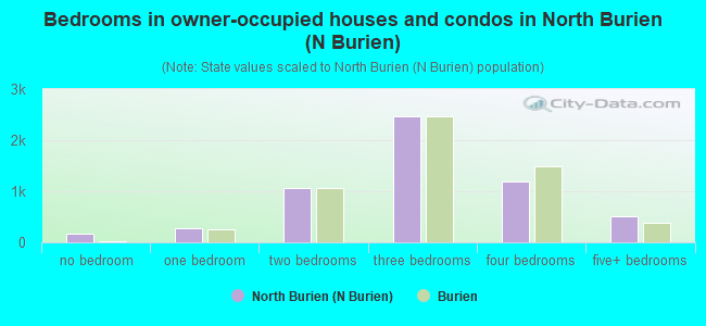 Bedrooms in owner-occupied houses and condos in North Burien (N Burien)