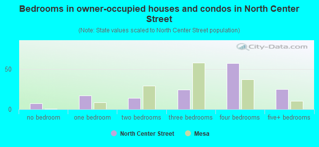 Bedrooms in owner-occupied houses and condos in North Center Street