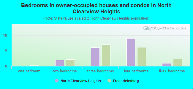 Bedrooms in owner-occupied houses and condos in North Clearview Heights