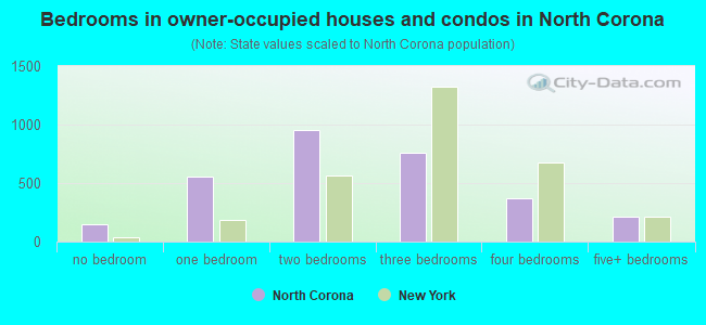 Bedrooms in owner-occupied houses and condos in North Corona