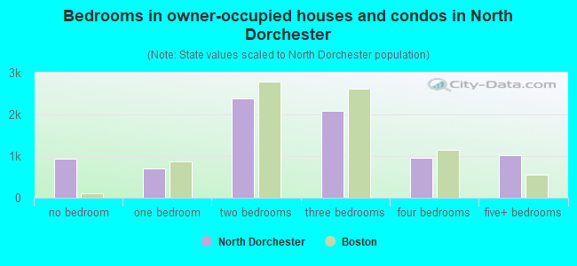 Bedrooms in owner-occupied houses and condos in North Dorchester