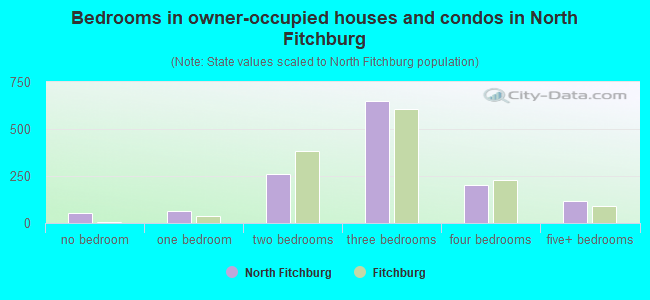 Bedrooms in owner-occupied houses and condos in North Fitchburg