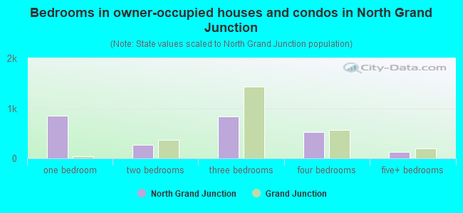 Bedrooms in owner-occupied houses and condos in North Grand Junction