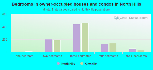 Bedrooms in owner-occupied houses and condos in North Hills