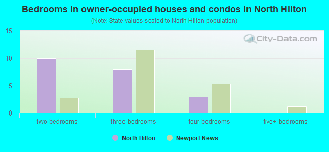 Bedrooms in owner-occupied houses and condos in North Hilton