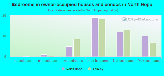 Bedrooms in owner-occupied houses and condos in North Hope