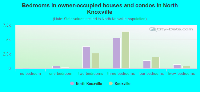 Bedrooms in owner-occupied houses and condos in North Knoxville