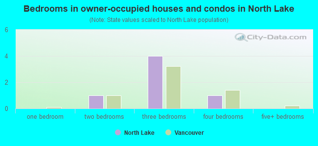 Bedrooms in owner-occupied houses and condos in North Lake