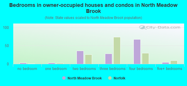Bedrooms in owner-occupied houses and condos in North Meadow Brook