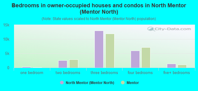 Bedrooms in owner-occupied houses and condos in North Mentor (Mentor North)