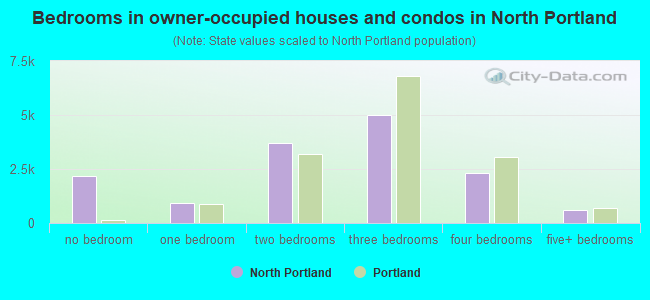 Bedrooms in owner-occupied houses and condos in North Portland